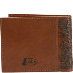 Justin Mens Genuine Leather Bifold Wallet Leaf Emboss