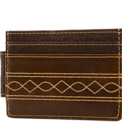 Justin Mens Genuine Leather Slim Card Wallet With Stitching