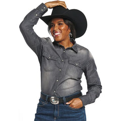 Chambray Long Sleeve Snap Front
