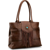 Justin Ladies Tote Brown W/Faux Turquoise Concho