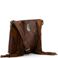 Justin Ladies Cross Body Brown And Tan With Concho