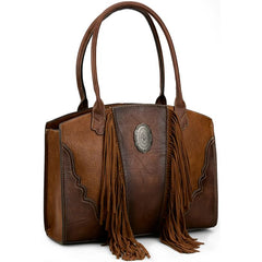 Justin Ladies Tote Brown And Tan With Concho