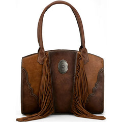 Justin Ladies Tote Brown And Tan With Concho