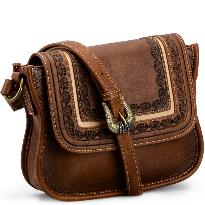 Justin Ladies Saddle Bag Tan W/Seed Sunburst