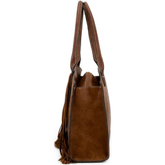 Justin Ladies Tote Brown And Tan With Concho
