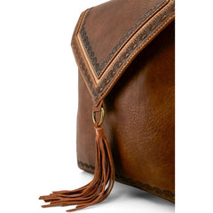 Justin Ladies Cross Body Tan W/Seed Sunburst And Tassel