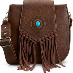 Justin Ladies Saddle Bag Brown W/Faux Turquoise Concho