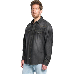 Chambray Long Sleeve Snap Front
