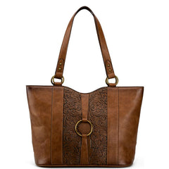 Justin Ladies Tote Tan Emboss With Harness