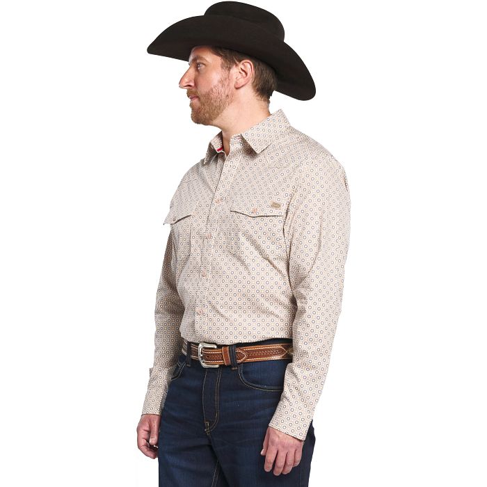 Long Sleeve Diamond Print Snap Front Shirt