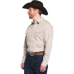 Long Sleeve Diamond Print Snap Front Shirt
