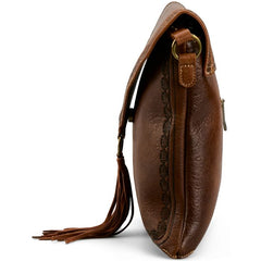 Justin Ladies Cross Body Tan W/Seed Sunburst And Tassel